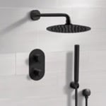 Remer SFH35 Matte Black Thermostatic Shower System with Rain Shower Head and Hand Shower